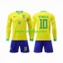 Camisola Brasil Neymar Jr 10 Criança Equipamento Primeiro Copa do Mundo 2022 Manga Comprida